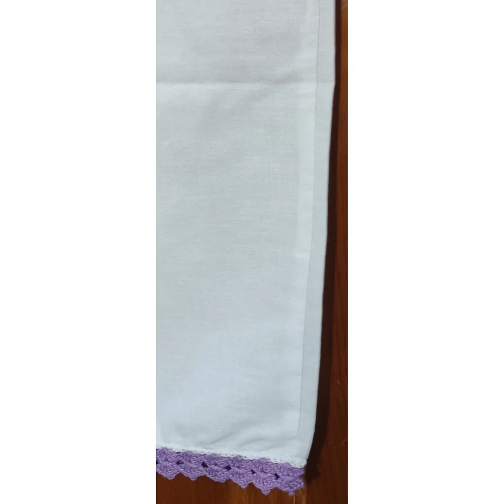 Vintage Westpoint Stevens Pillowcase Sunbonnet Sue Crochet Lace Purple White 2pc